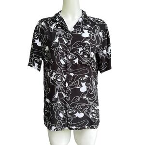 Divided Sorcerer Mickey Mouse Shirt Mens‎ Womens S 38" Black White Line Art